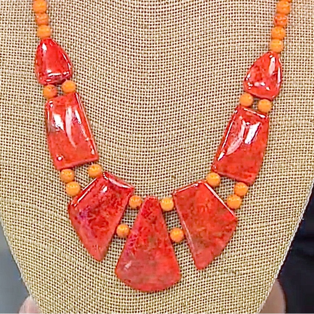 Jay King Orange Coral Sterling Silver 18" Sterling Silver 925 necklace